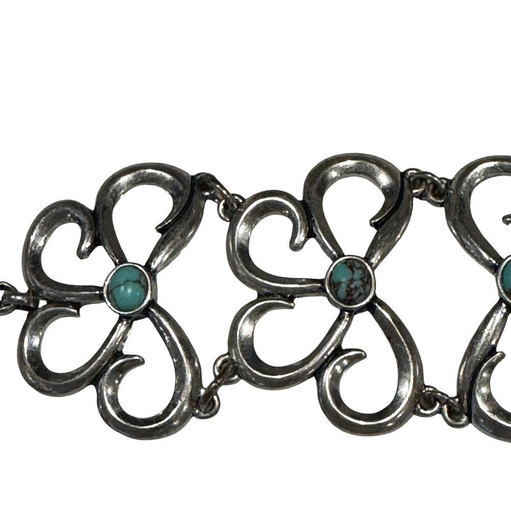 Lucky Brand Silver & Faux? Turquoise Stone Chunky WideToggle Bracelet - Picture 6 of 9